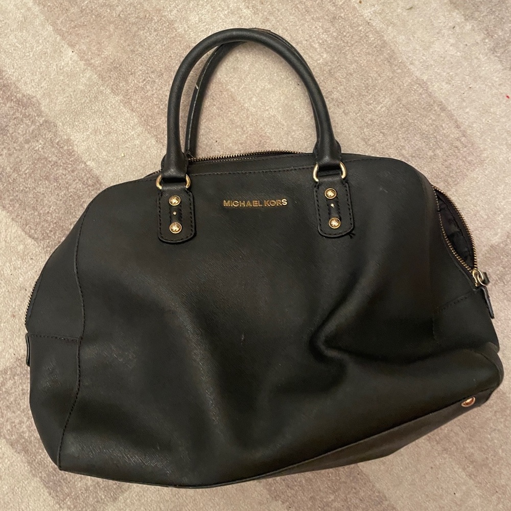 VINTAGE Michael Kors Black Satchel with Gold Accents